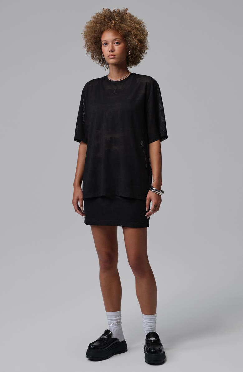 Jordan Flight Open Stitch Knit Skort, Alternate, color, Black