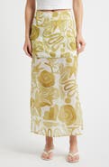A.REN Irisa Print Linen Maxi Skirt
