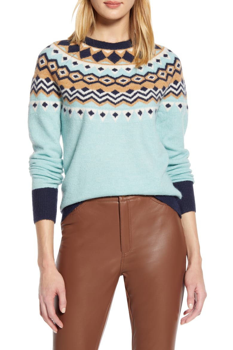 x Atlantic-Pacific Fair Isle Sweater (Nordstrom Exclusive), Main, color, BLUE- NAVY FAIRISLE