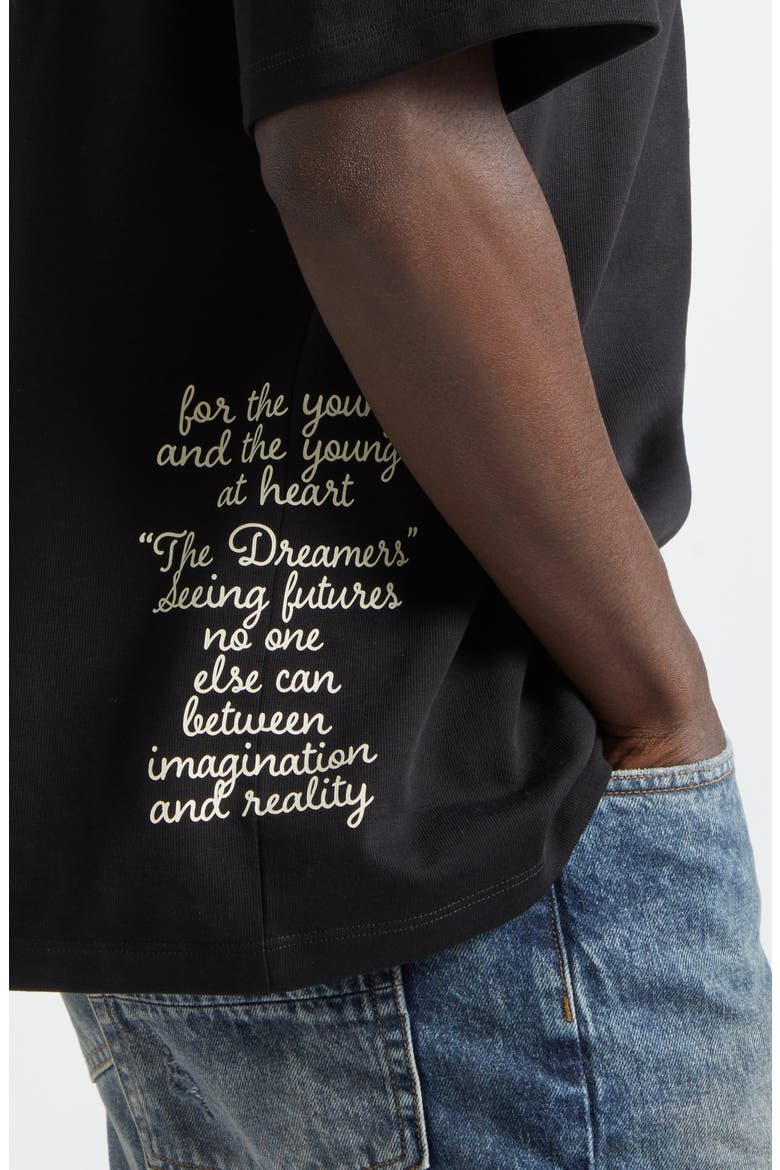 Varsity Patch Oversize Cotton T-Shirt, Alternate, color, BLACK