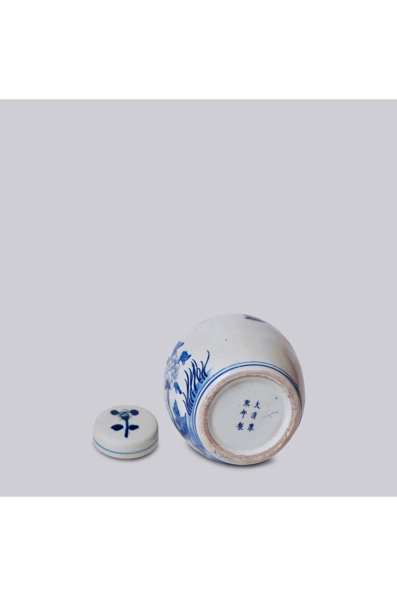 Porcelain Pheasant Lidded Round Storage Jar, Alternate, color, Blue + White