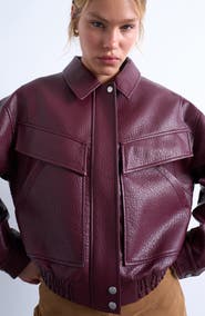 Topshop Bubble Boxy Faux Leather Jacket