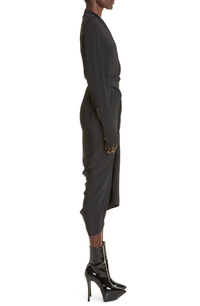 Rick Owens Drape Long Sleeve Wrap Dress, Alternate, color, 