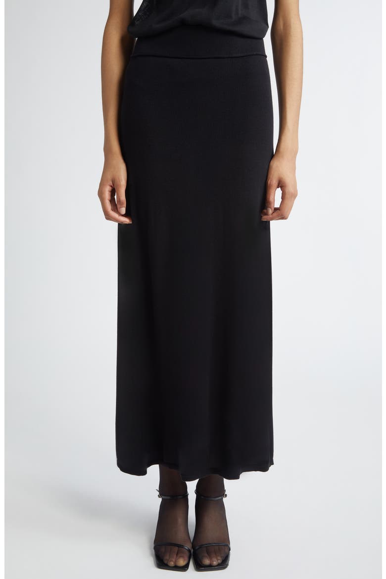 Long Knit Skirt, Main, color, BLACK
