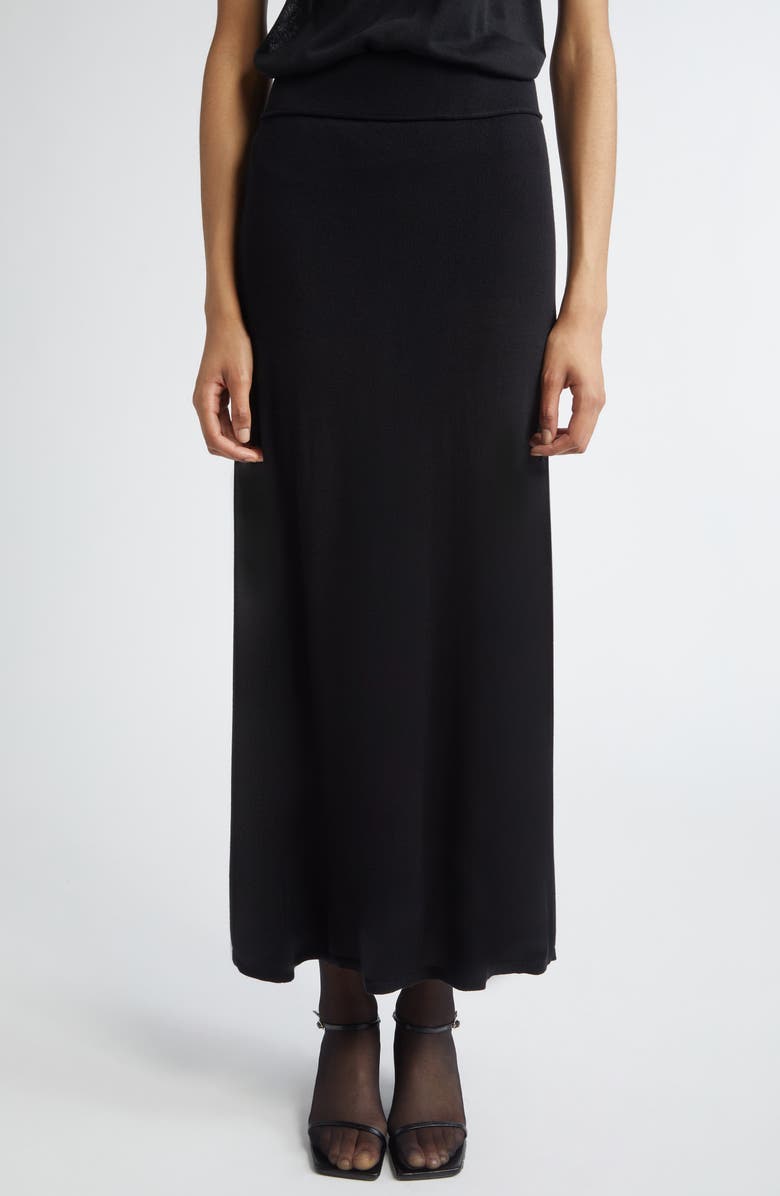TOTEME Long Knit Skirt, Main, color, Black