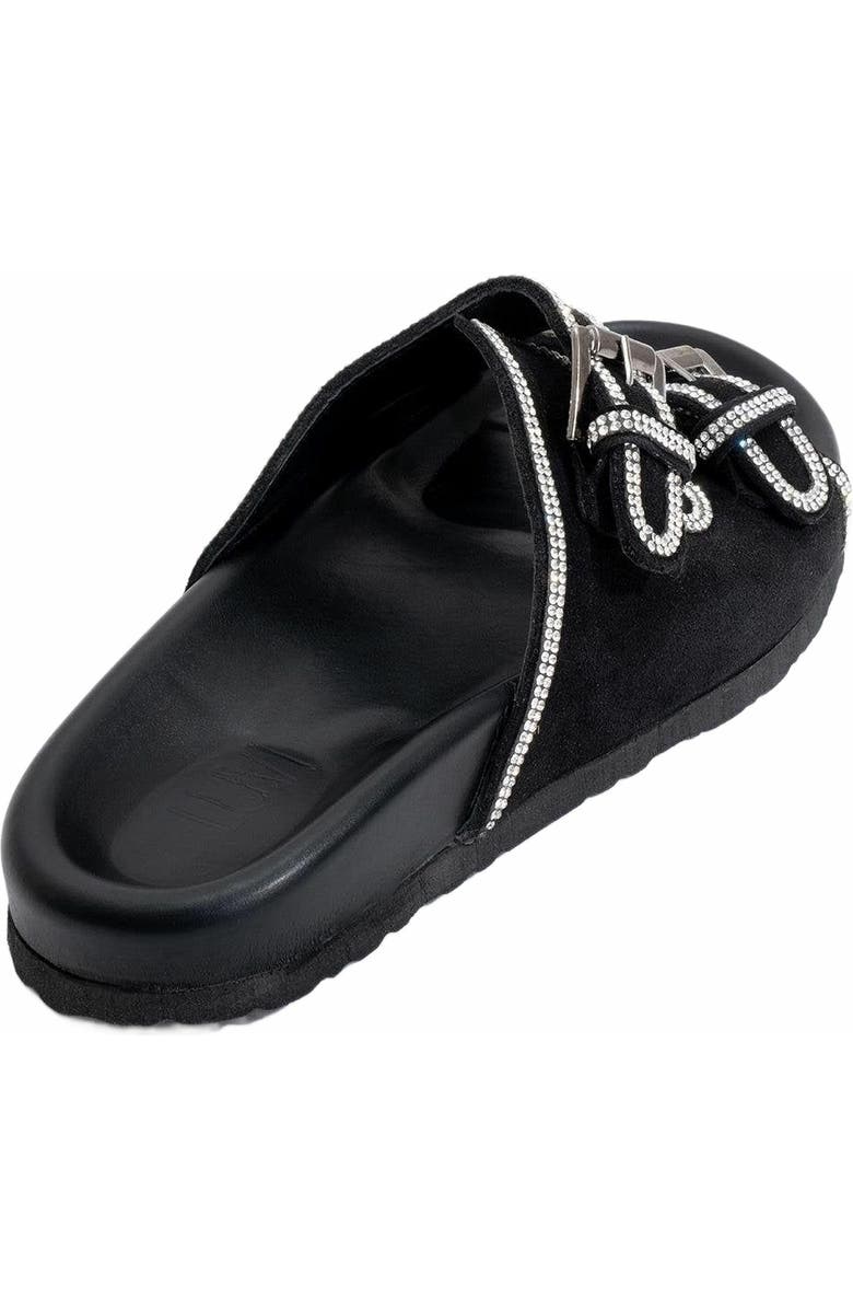 Forever & Always Shoes Allen Rhinestone Leather Slide Sandal, Alternate, color, Black Leather