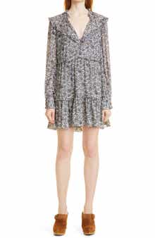 Veronica Beard Savile Long Sleeve Silk Dress