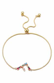 Mixed Crystal Initial Chain Bracelet