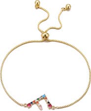 Adornia Mixed Crystal Initial Chain Bracelet