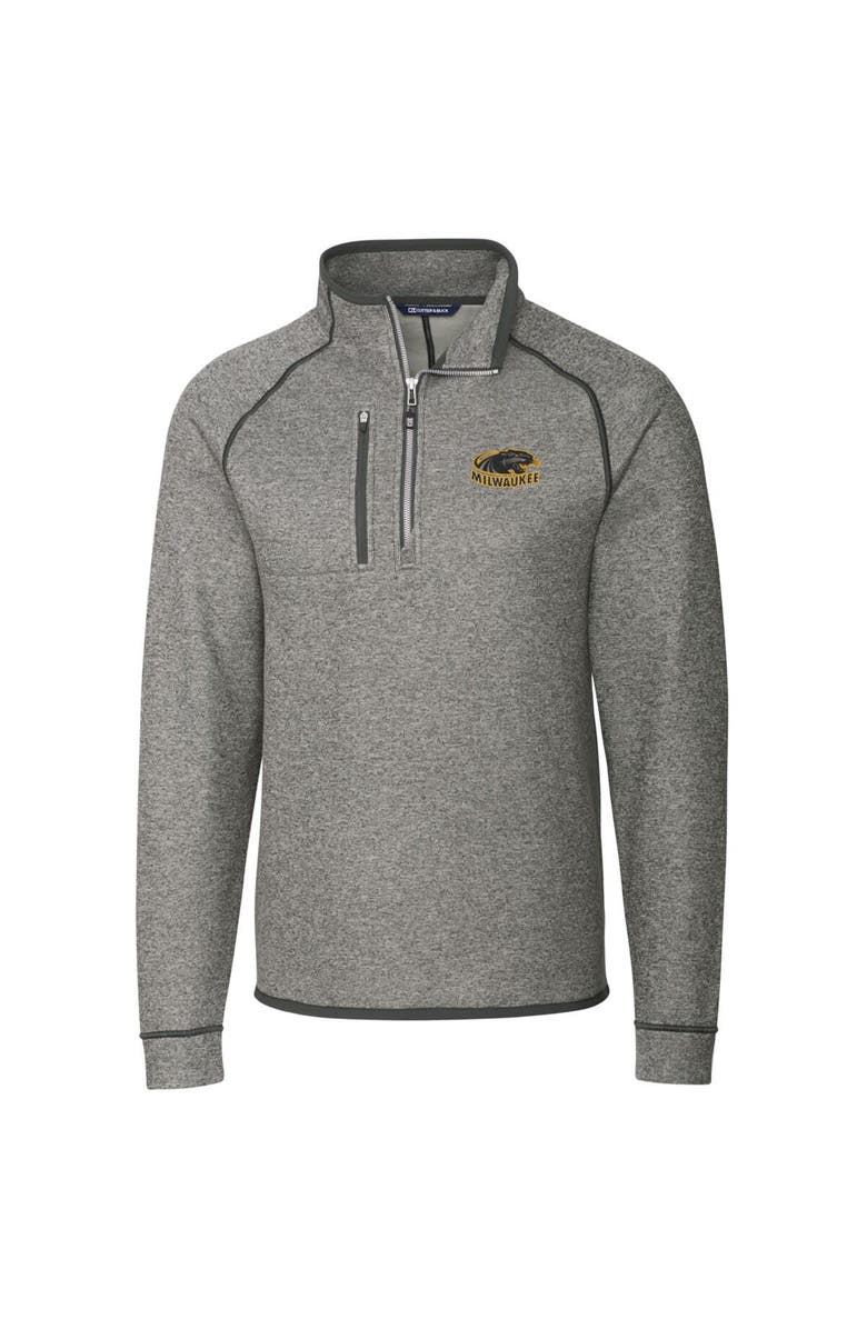 Cutter & Buck Men's Cutter & Buck Heathered Gray Wisconsin-Milwaukee Panthers Big & Tall Mainsail Half-Zip Pullover Jacket, Alternate, color, 