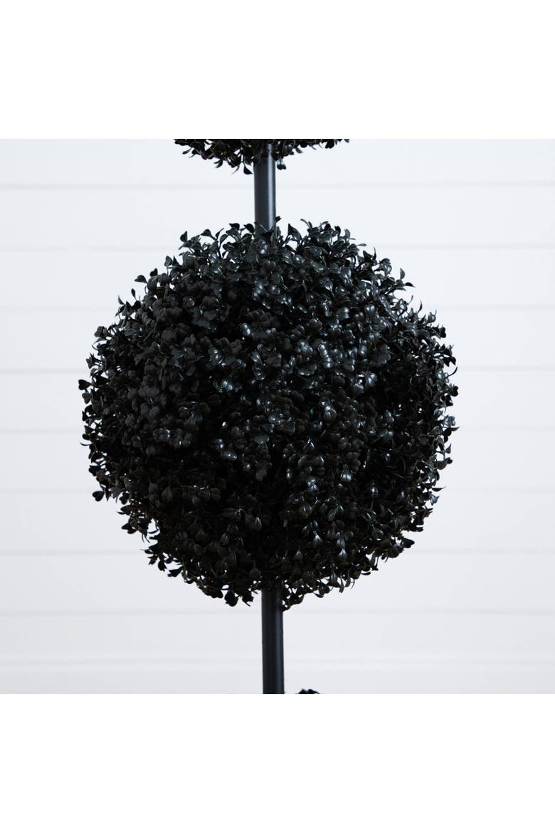 4-ft UV Resistant Artificial Halloween Black Triple Ball Boxwood Topiary, Alternate, color, Black