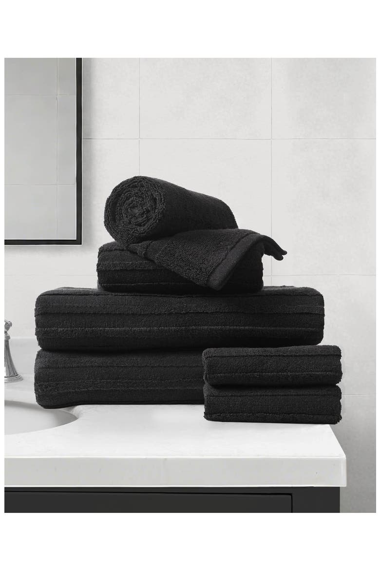 Sofia 6-Piece Bath Towels, Alternate, color, BLACK