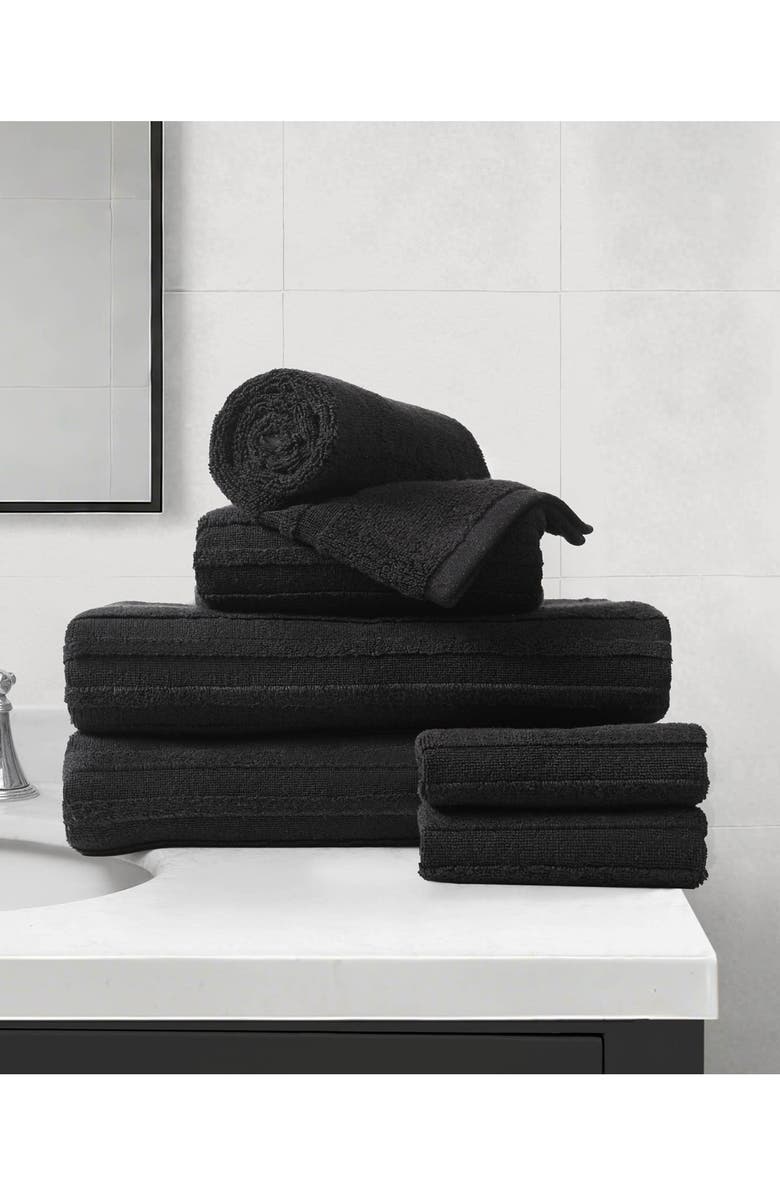 Nine West Sofia 6-Piece Bath Towels, Alternate, color, Black