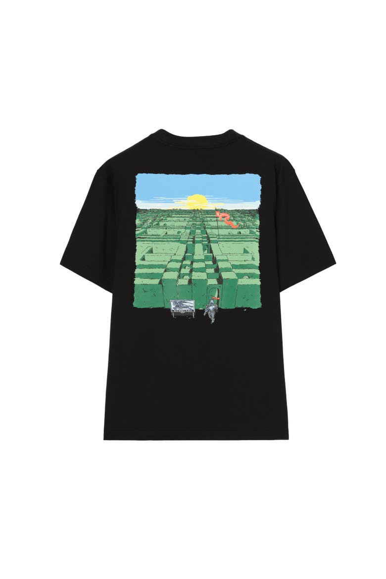 Maze Cotton T-shirt, Alternate, color, Black