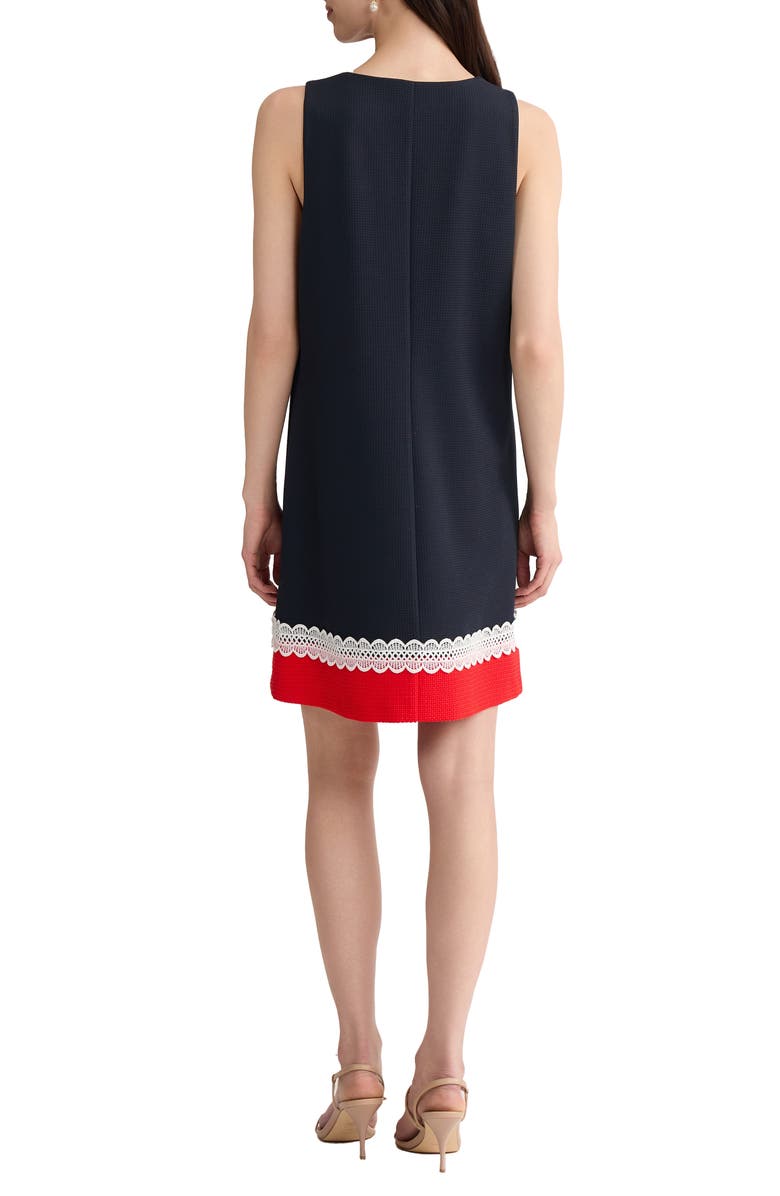 Jones New York Lace Trim Colorblock Shift Dress, Alternate, color, Pacific Navy/ Rouge