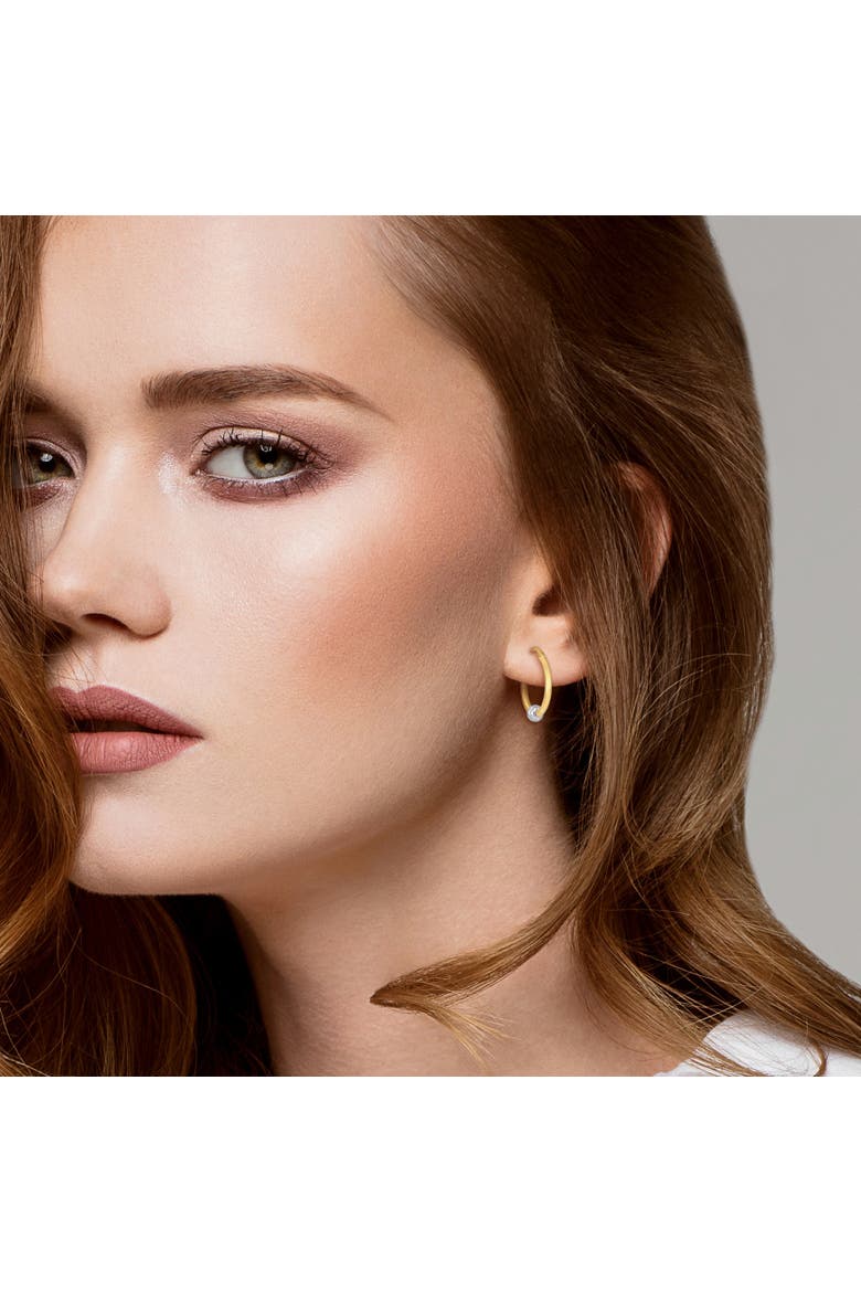 Hoop Earrings with Ball 14k Two-Tone Gold, Alternate, color, Yellow Gold