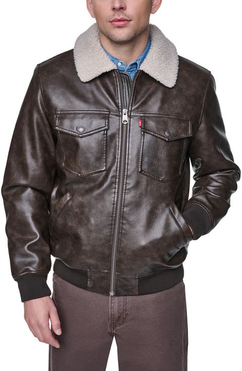 Faux Leather Bomber Jacket