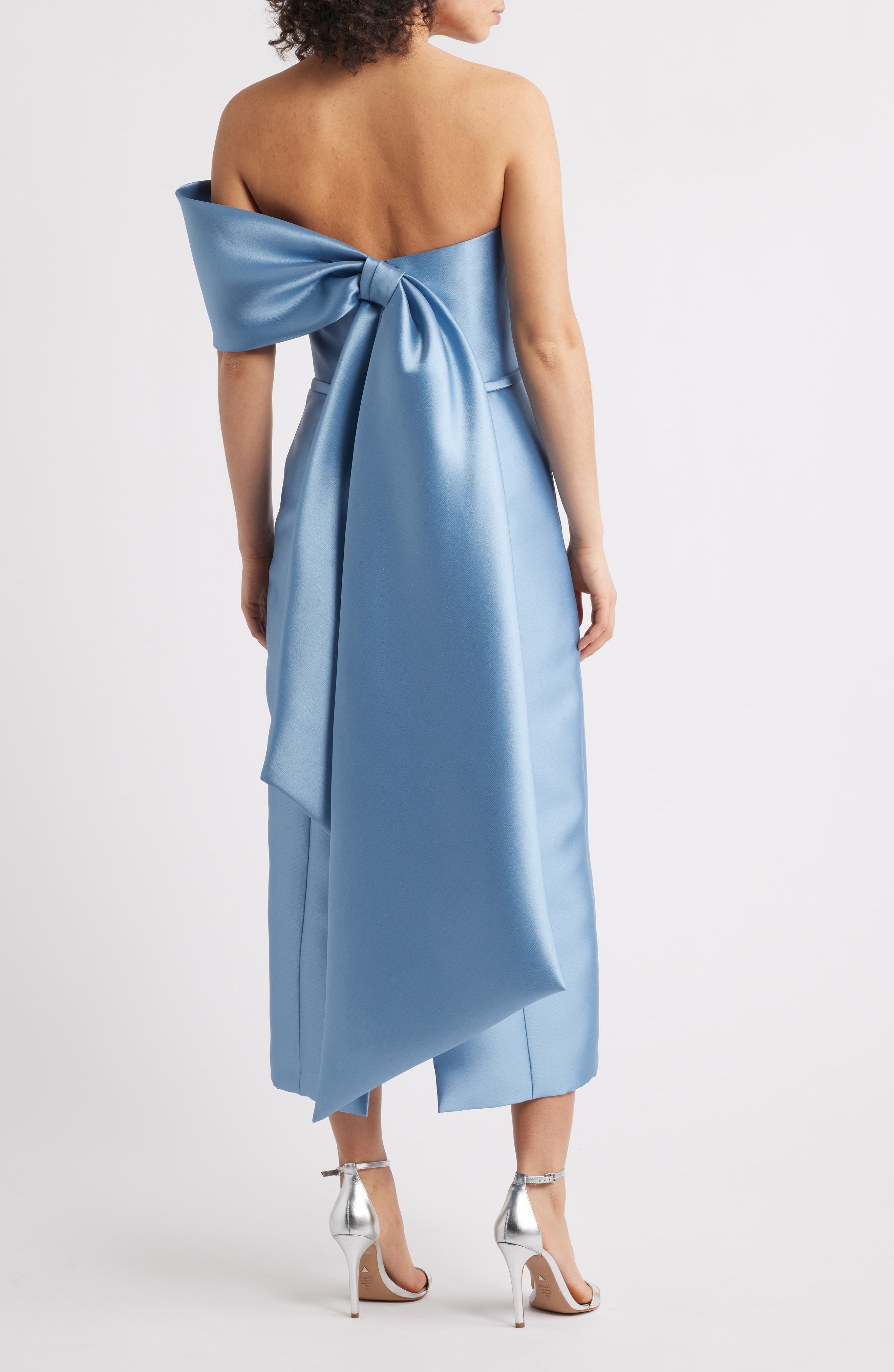 Bow Midi Satin Cocktail Dress - image 2