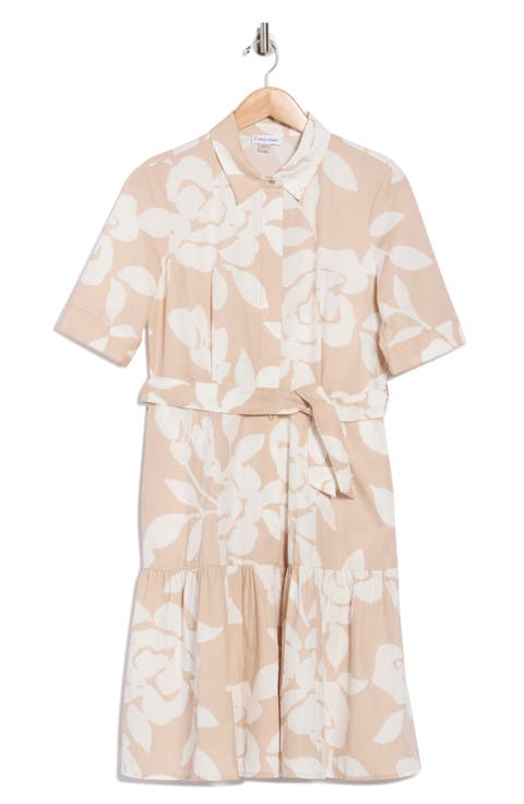 Floral Short Sleeve Cotton Shirtdress