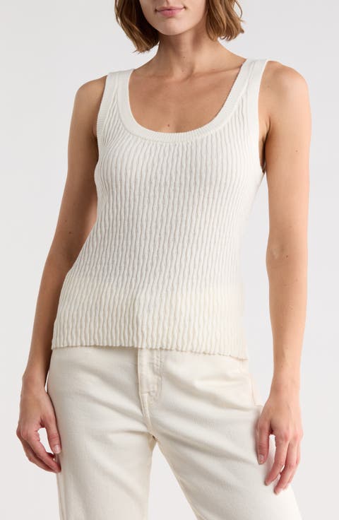 Pointelle Cotton & Cashmere Sweater Tank