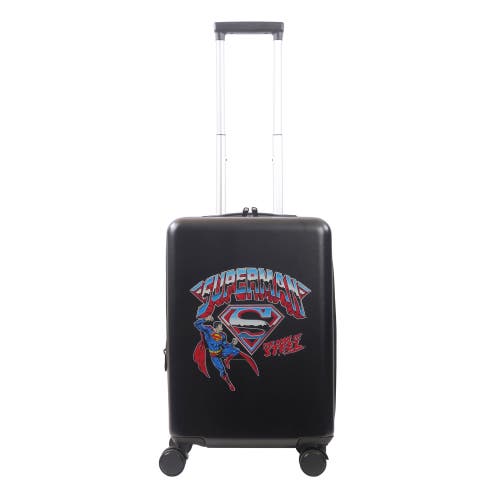 Ful Superman "man Of Steel" 22.5" Hardside Carry-on Spinner In Black