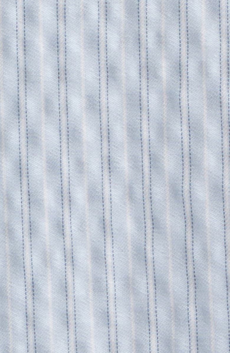 Johnston & Murphy Leland Stripe Short Sleeve Seersucker Button-Down Shirt, Alternate, color, Light Blue Striped Seersucker