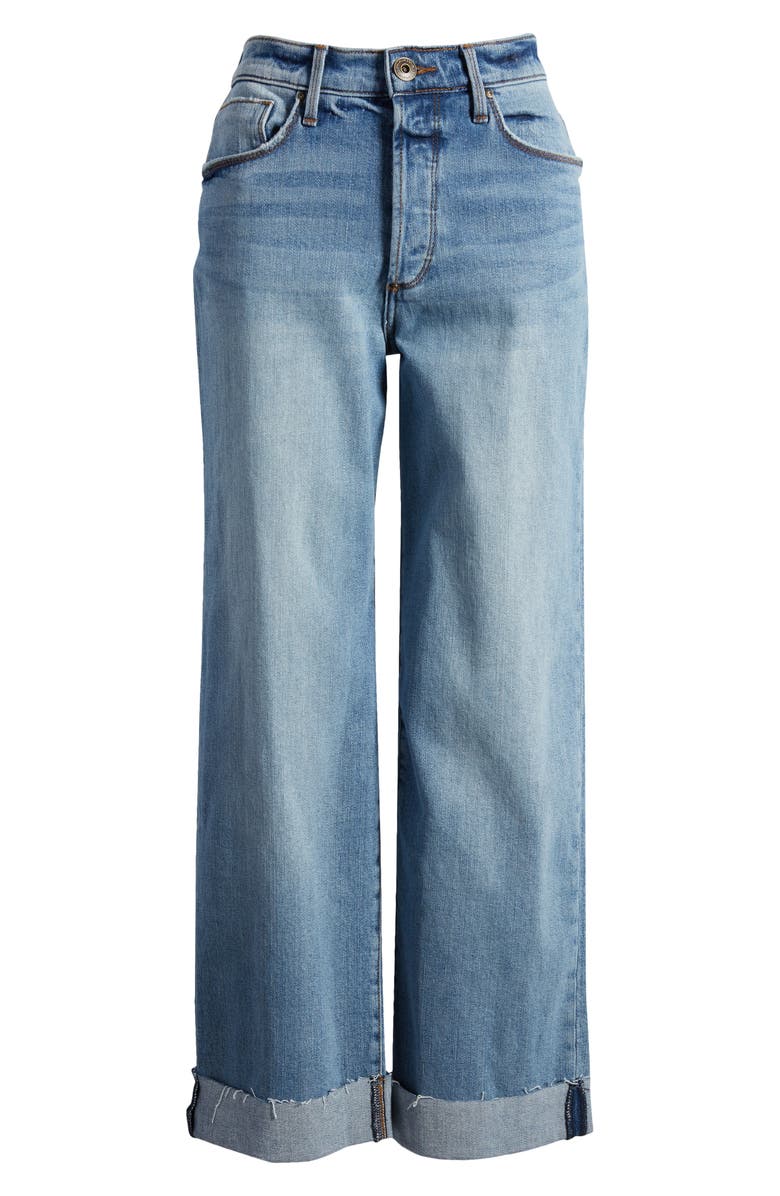 Whetherly Vincent High Waist Raw Hem Roll Cuff Wide Leg Jeans ...