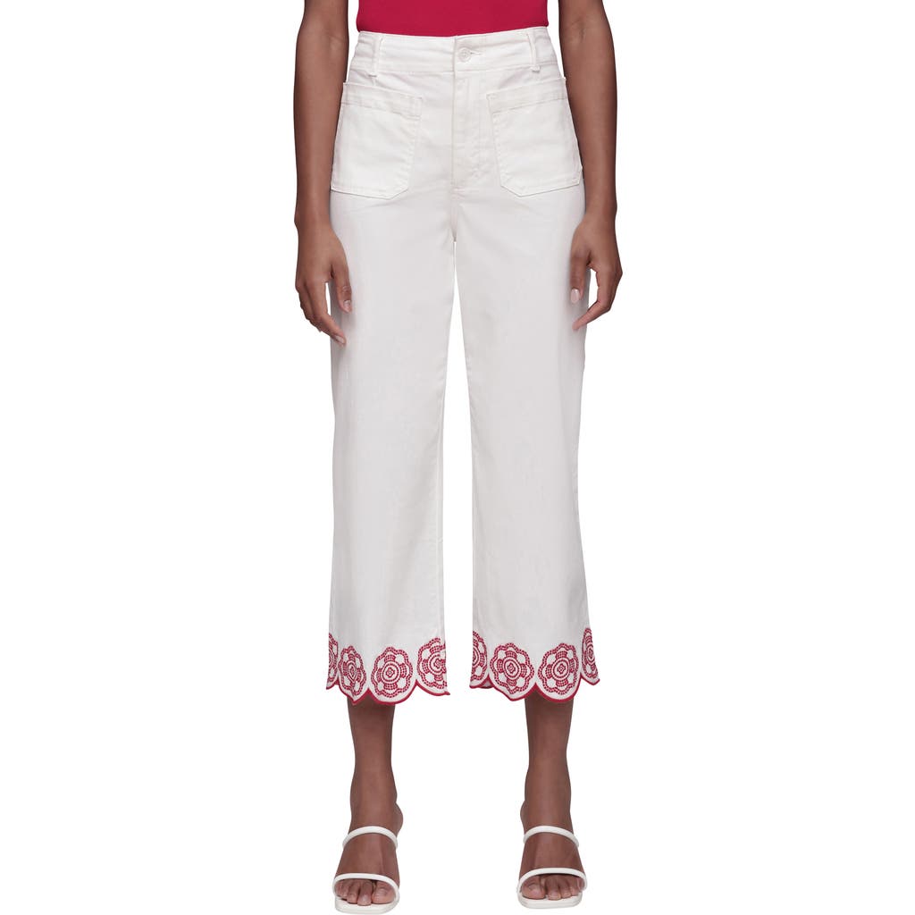 Bagatelle Wide Leg Crop Embroidered Pants In Pink
