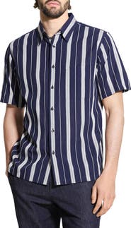 Theory Noll Summer Dobby Short Sleeve Button-Up Shirt