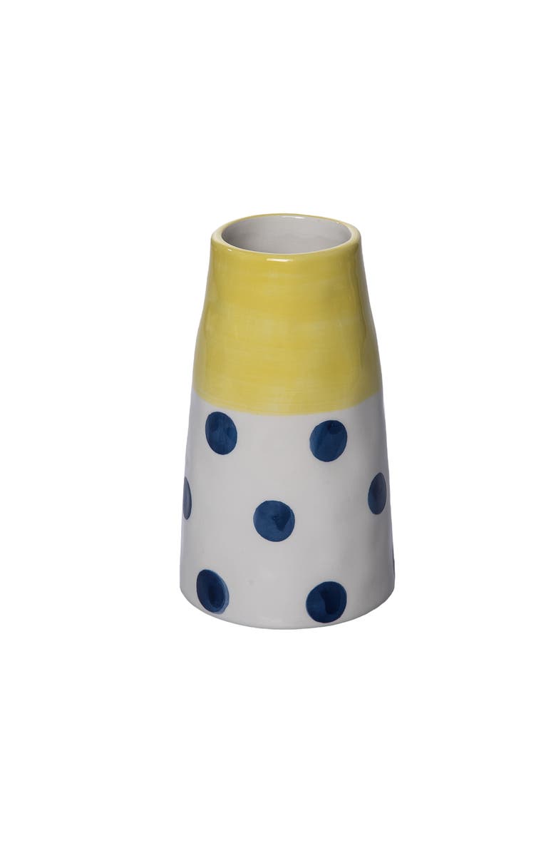 Transpac Ceramic Blue Dot Vase Multicolored for Floral Display and Home Decor, Main, color, Multicolored