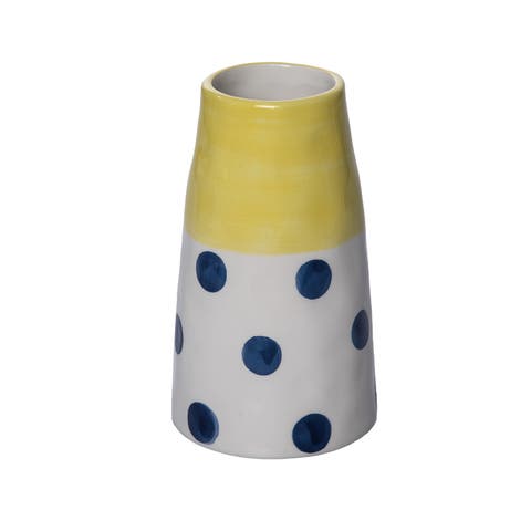 Ceramic Blue Dot Vase Multicolored for Floral Display and Home Decor