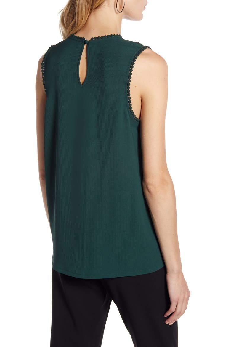 Lace & Crepe Top, Alternate, color, HUNTER GREEN