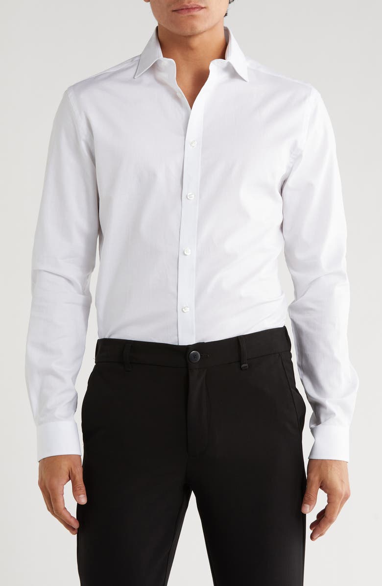Michael Kors Slim Fit Cotton Dress Shirt, Main, color, White