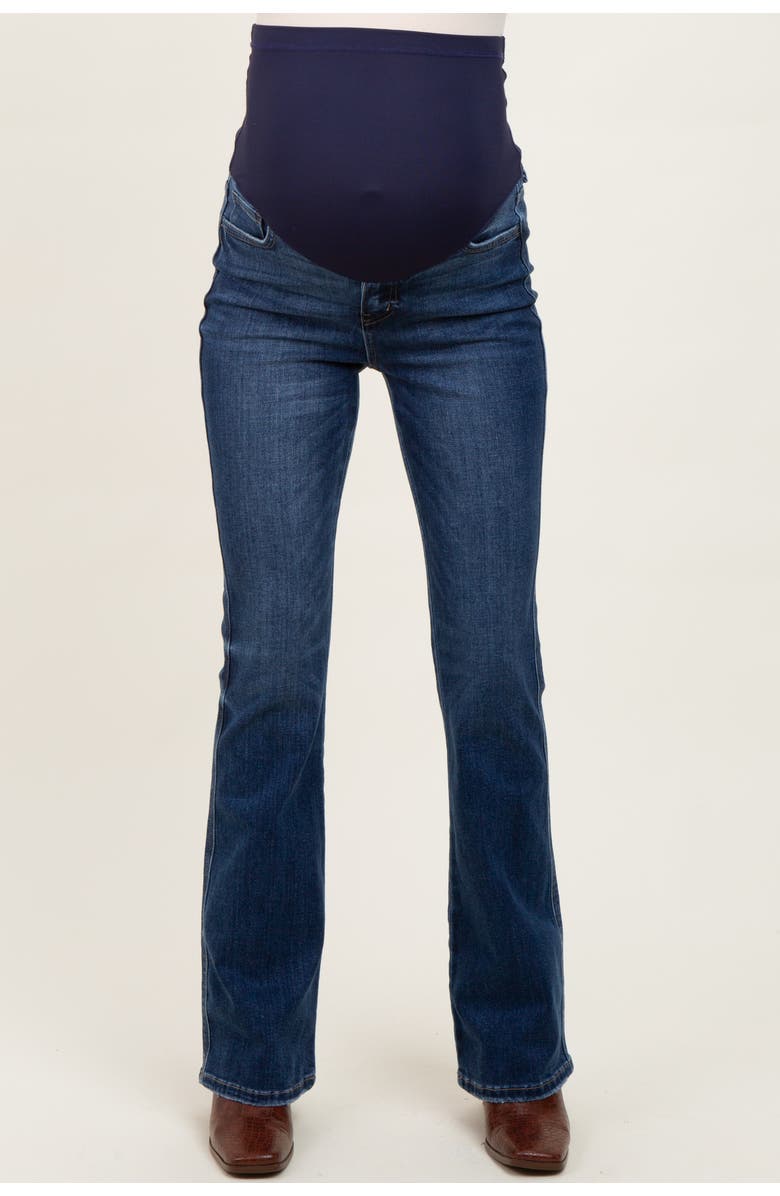 PinkBlush Wash Super High Rise Bootcut Maternity Jeans, Alternate, color, Navy Blue