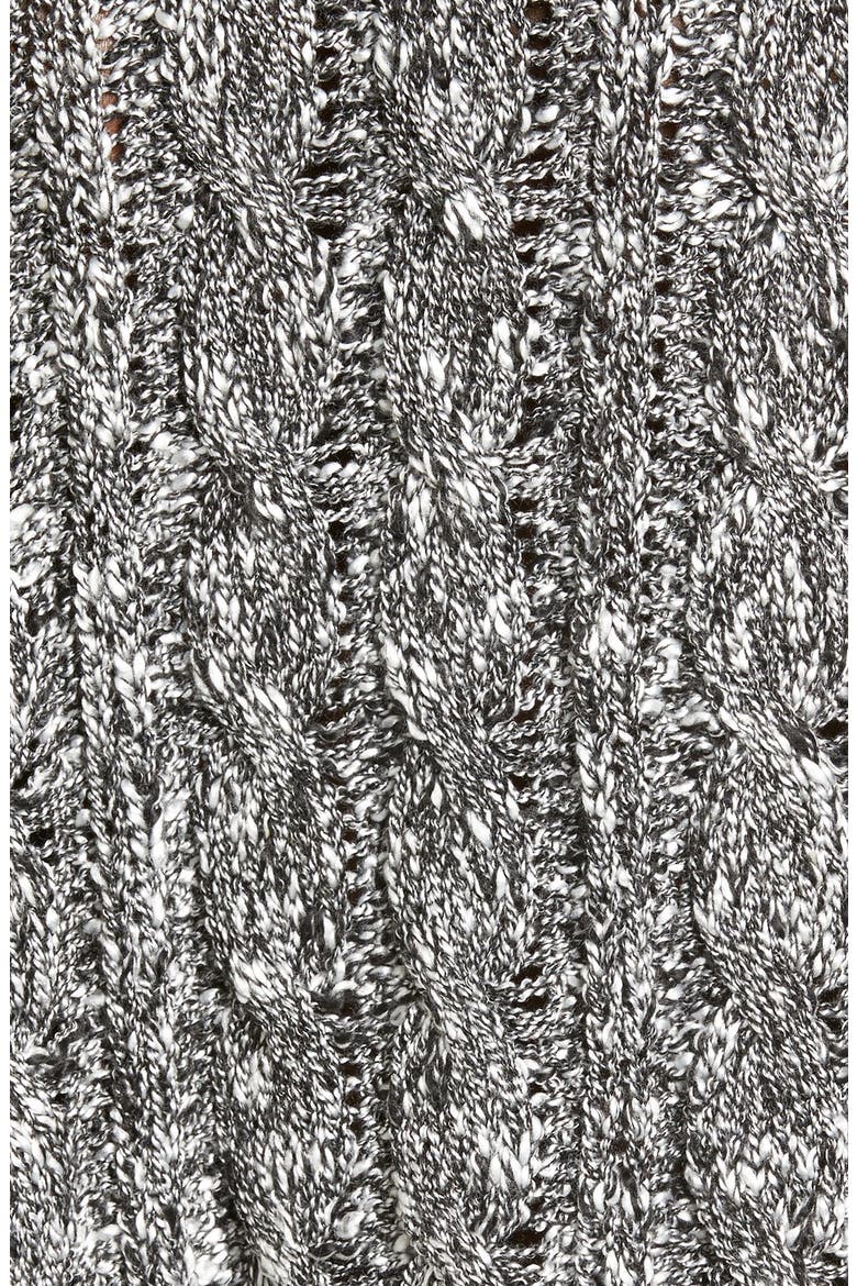 Marled Cable Knit Pullover, Alternate, color, BLACK/ WHITE MARLED
