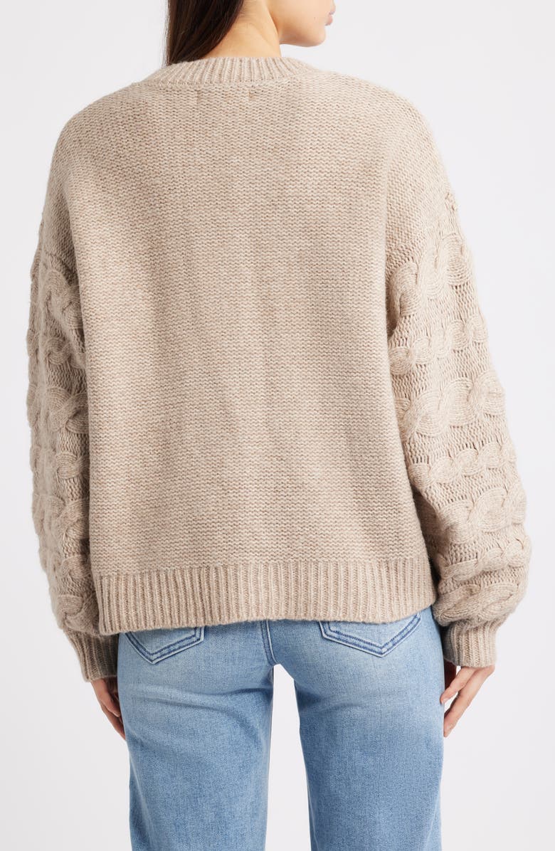 All in Favor Oversize Cable Knit Sweater, Alternate, color, Beige
