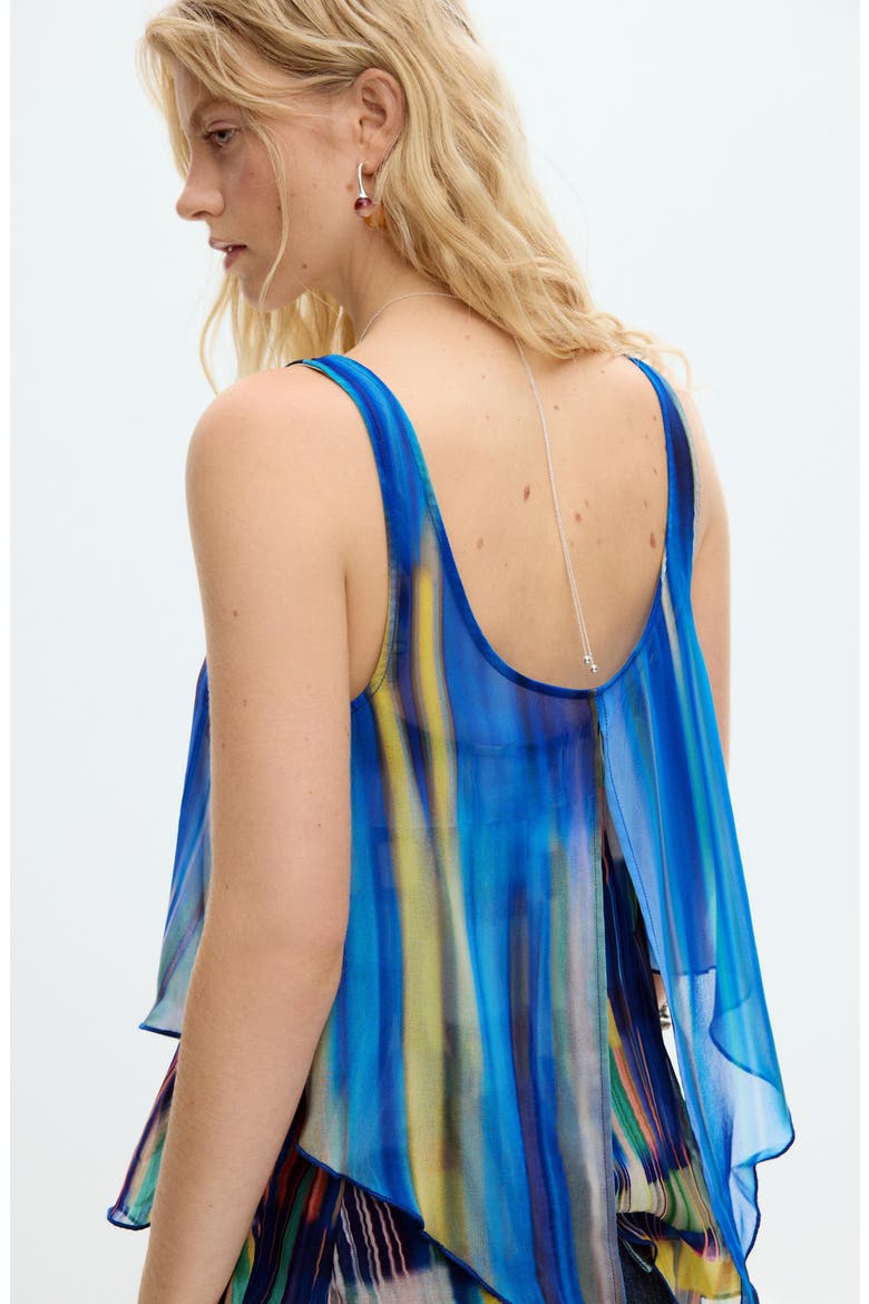 Print Sleeveless Chiffon Top, Alternate, color, BLUE