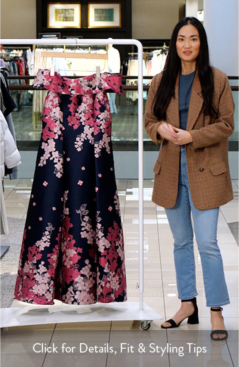 Floral Off the Shoulder Jacquard Gown, sales video thumbnail