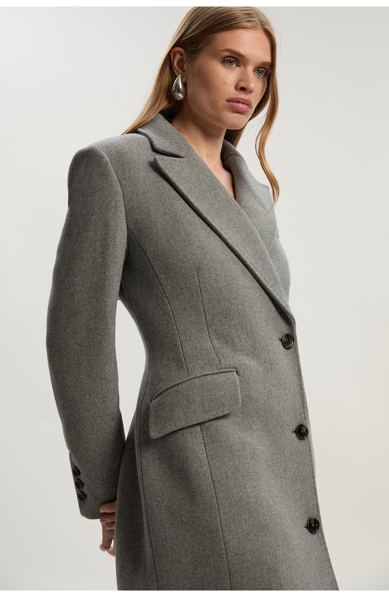 Karen Millen Wool Blend Tailored Fitted Maxi Coat, Alternate, color, Grey Marl