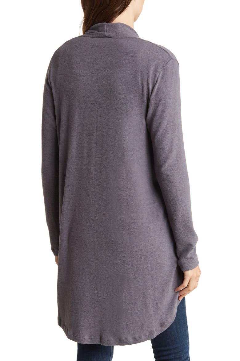 Brushed Knit Open Front Cardigan, Alternate, color, DARK CEMENT