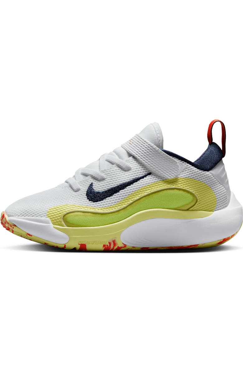 Nike Kids' IsoFly Basketball Shoe, Alternate, color, White/ Limelight/ Lemon/ Navy