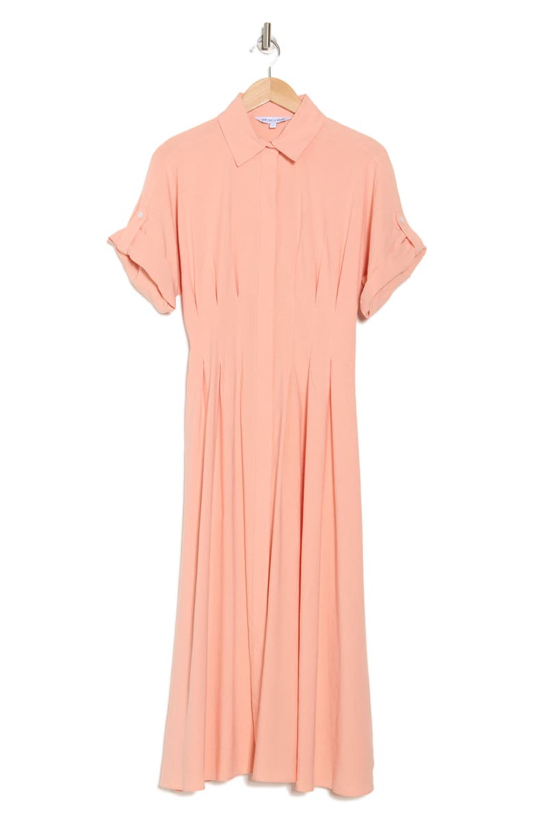Veronica Beard Adavi Linen Blend Shirtdress, Alternate, color, Coral
