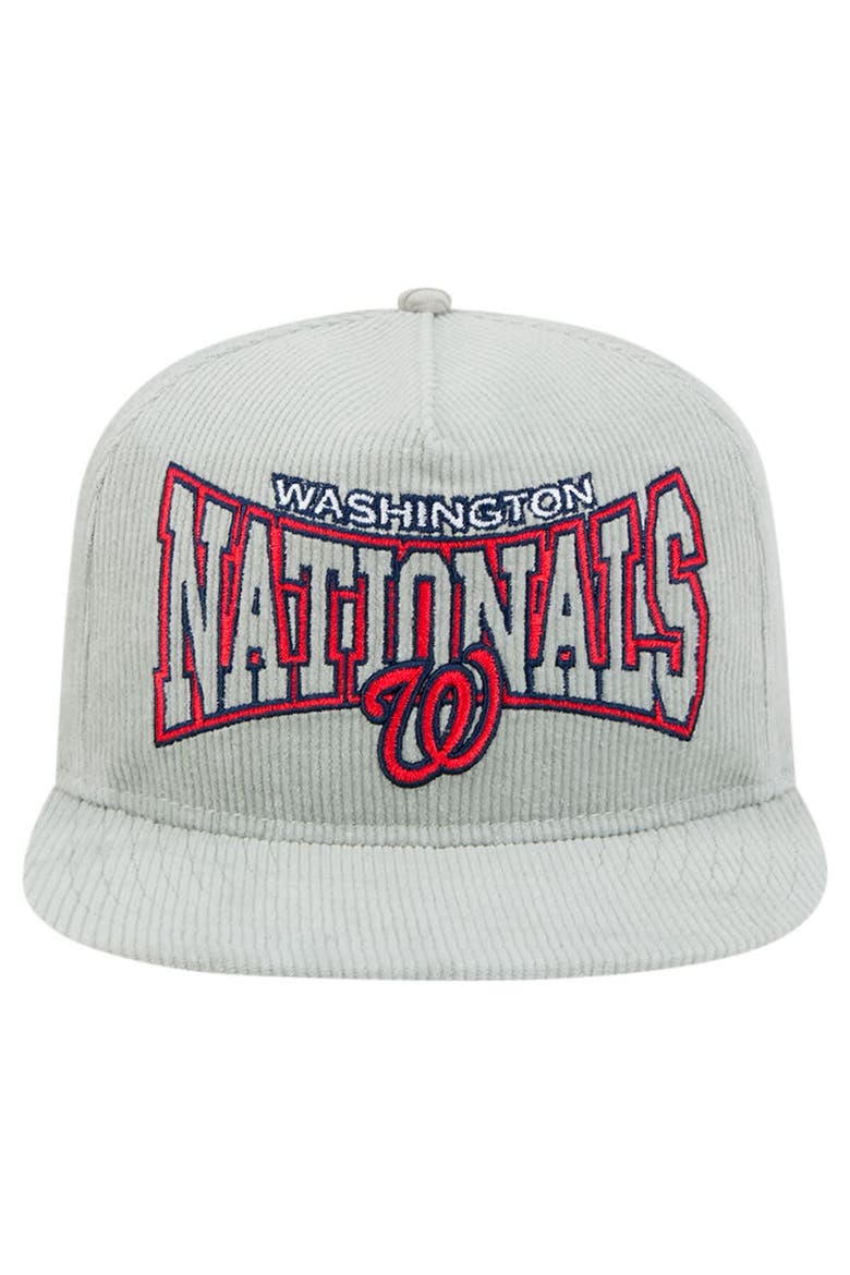 Men's New Era Gray Washington Nationals Corduroy Golfer Snapback Hat, Alternate, color, Gray