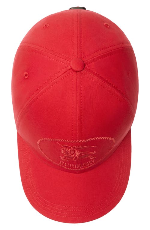Burberry Ekd Embroidered Water Resistant Gabardine Adjustable Baseball Cap In Red