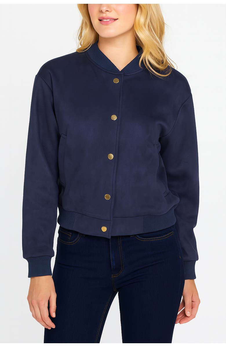 Bishop + Young Chelsea Faux Suede Bomber, Main, color, Indigo