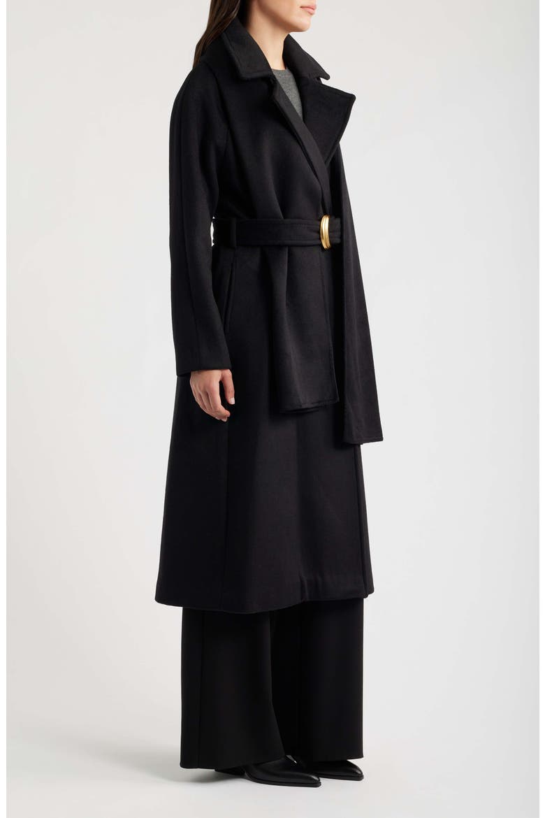 Belted Scarf Coat, Alternate, color, BLACK