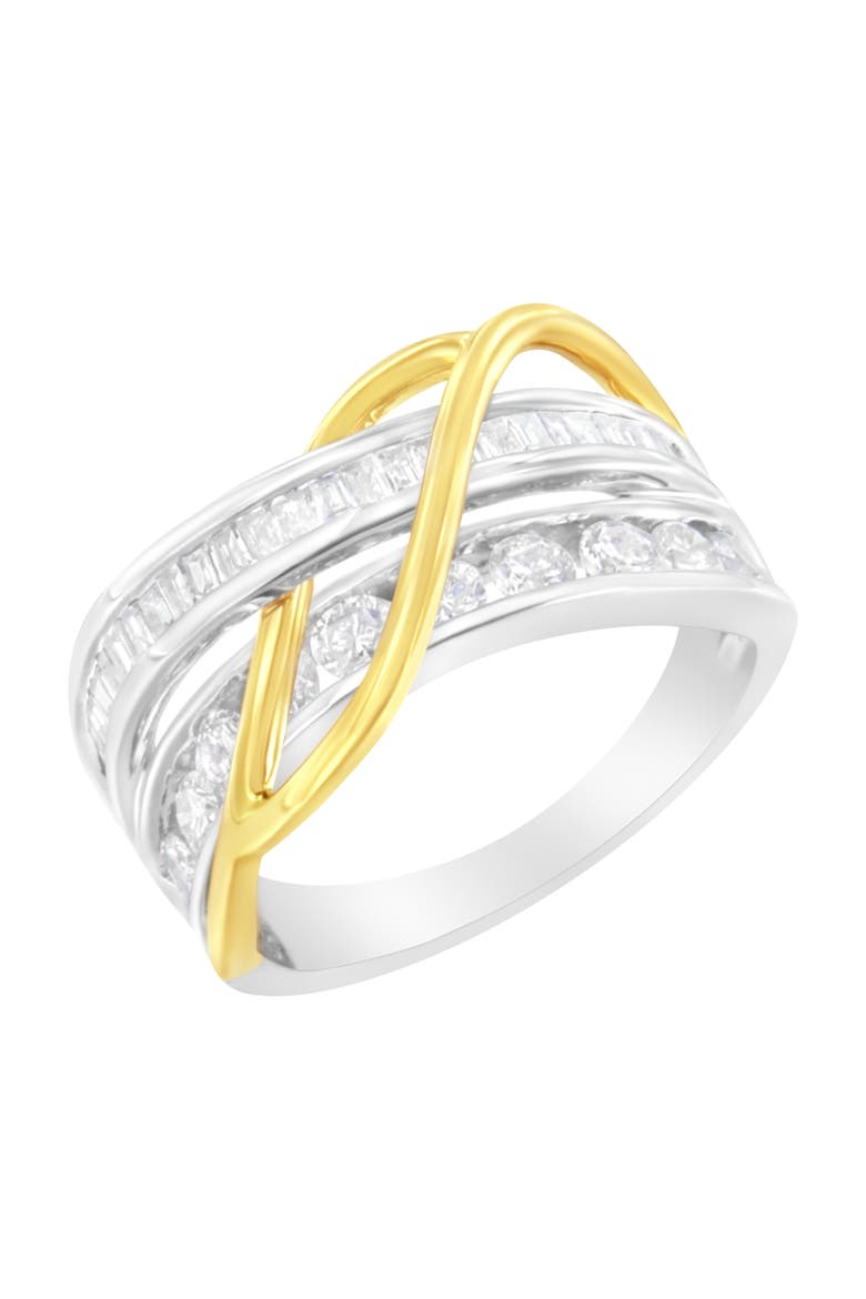 10K White and Yellow Gold 1 1/10 cttw Diamond Bypass Band Ring, Alternate, color, Yellow Gold