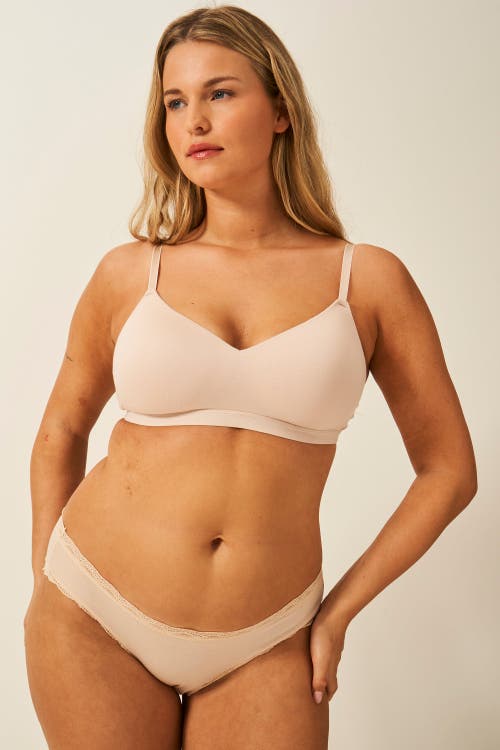 Stripe & Stare Padded Bra & Original Knicker Set In Sand