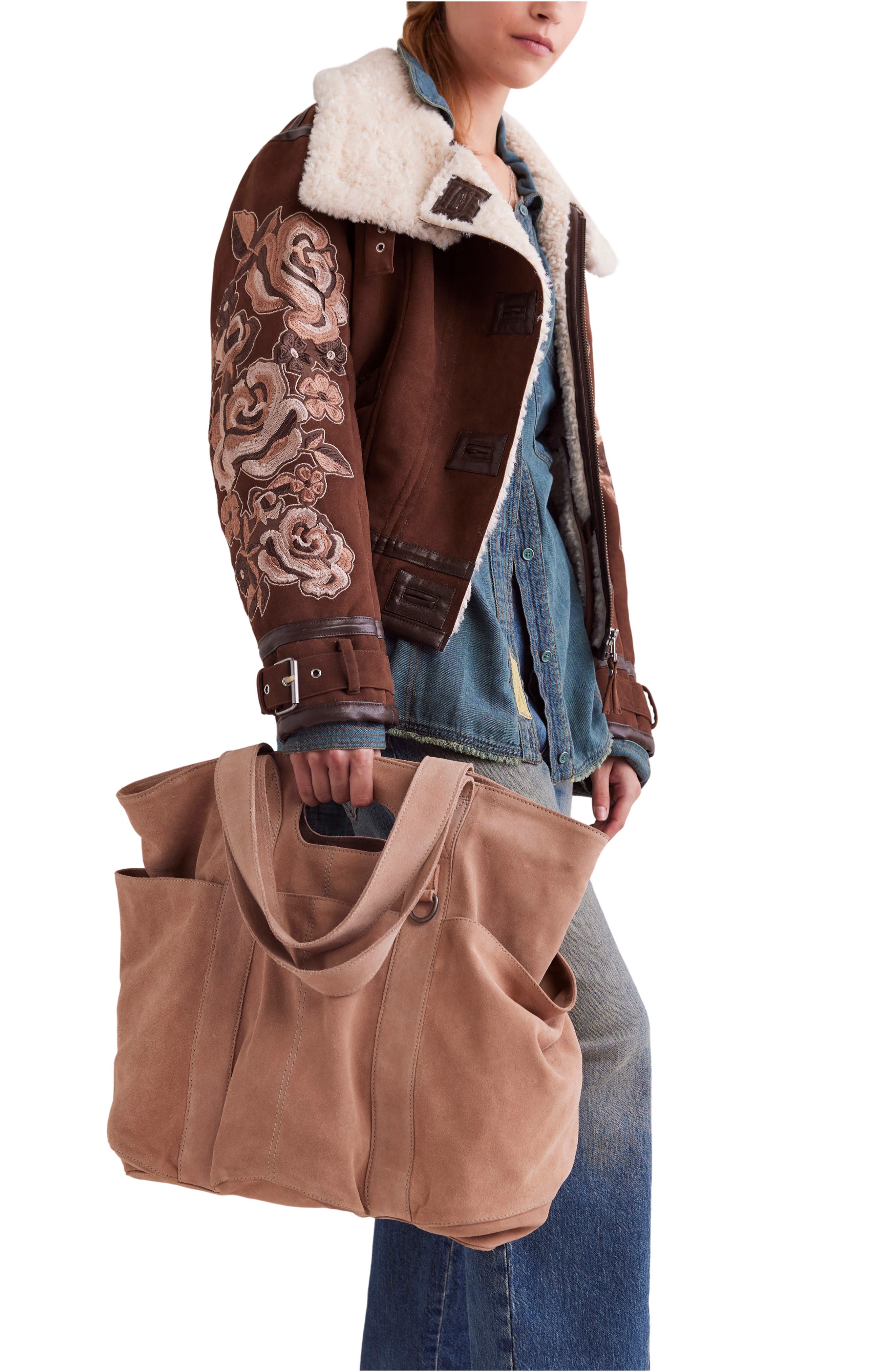 Free People Caravan Suede Tote, Alternate, color, 