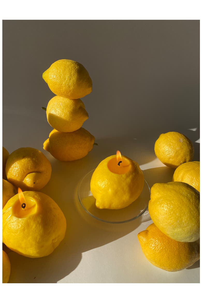 Large Lemon Candle, Alternate, color, LEMON